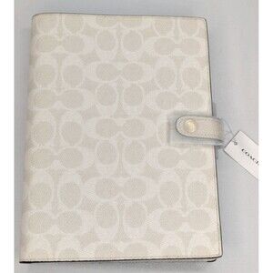 Coach Snap Notebook - CZ198 White Chalk Signature Canvas/Smooth leather - NWT